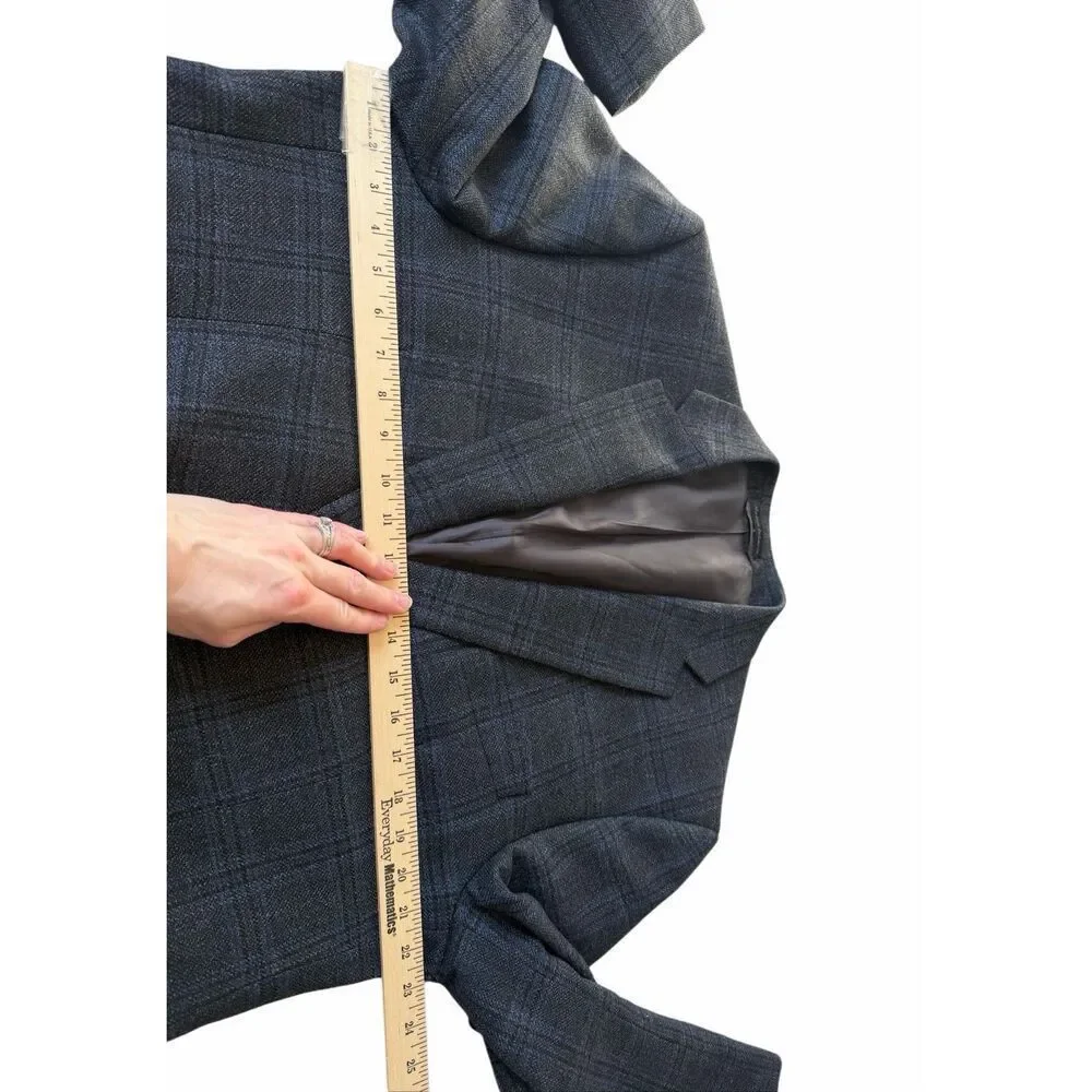 Lauren Ralph Lauren Men’s Blazer Jacket Two Buttons Wool Checked Gray Blue 44 Re